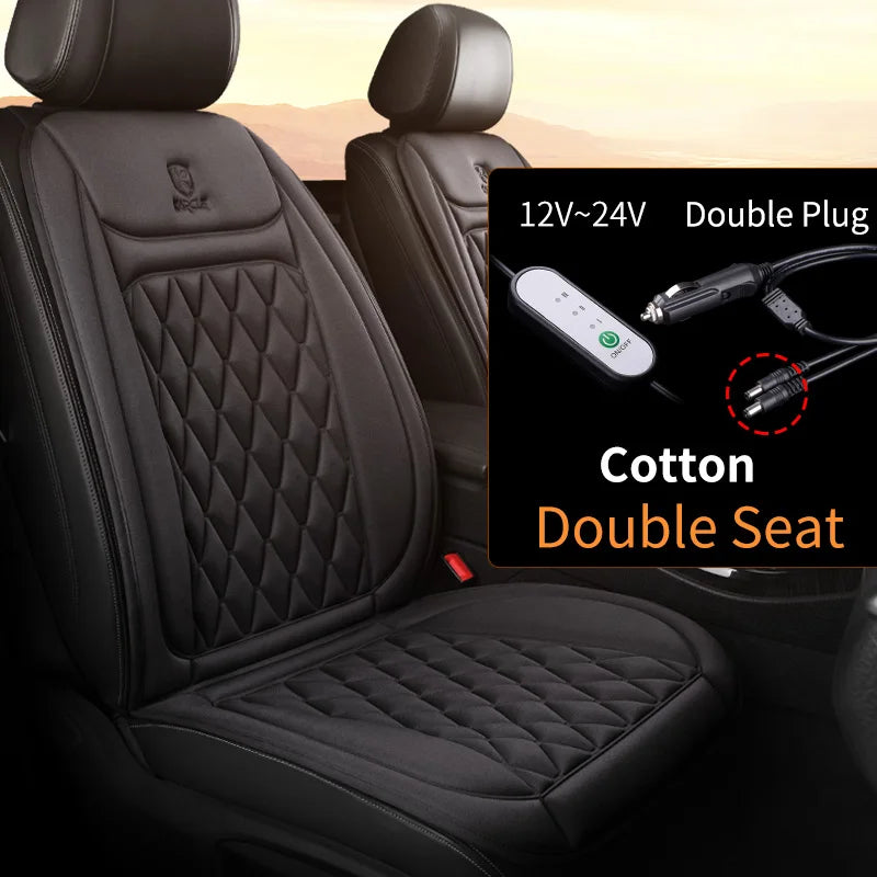 2PCS Heated Car Seat Cover 30' Fast Heating 12V-24V Heating Car Seat Cushion Universal Three Gears Car Heater Thicken for Winter