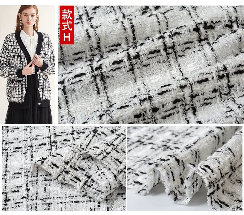 0.5M/1M/2M/3M High Quality fiber plaid woven tweed fabric for garment DIY coat clothing sewing quilting Cloth by the meter