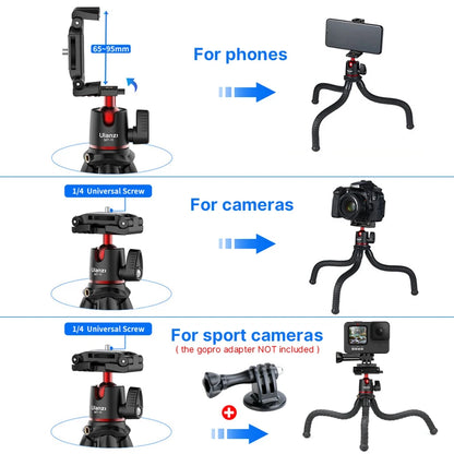 Flexible Octopus Tripod Smartphone DSLR SLR Vlog Tripod Travel Portable 2 in 1 Tripod Extend 1/4 Screw Magic Arm