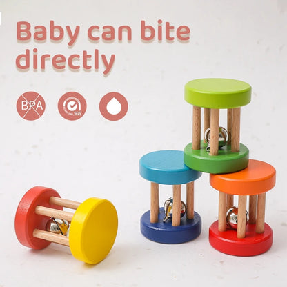 Color Wooden Rattles Toy 0-12 Months Baby Hearing Training Game Early Educational Toys Infant Toddler Hand Bell Toy