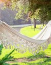 Hammock Boho Style Brazilian Macrame Fringed Deluxe Double Hammock Net Swing Chair Indoor Hanging Swing