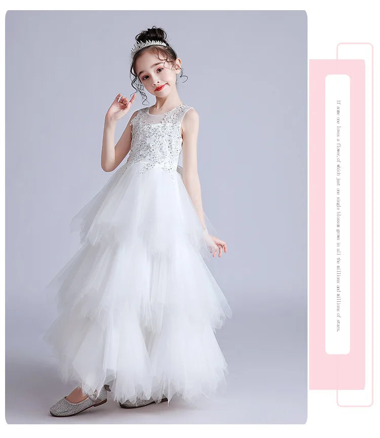 Summer New Girls Party Dresses for Evening Long Puffy Princess Dress Big Child Wedding Dress