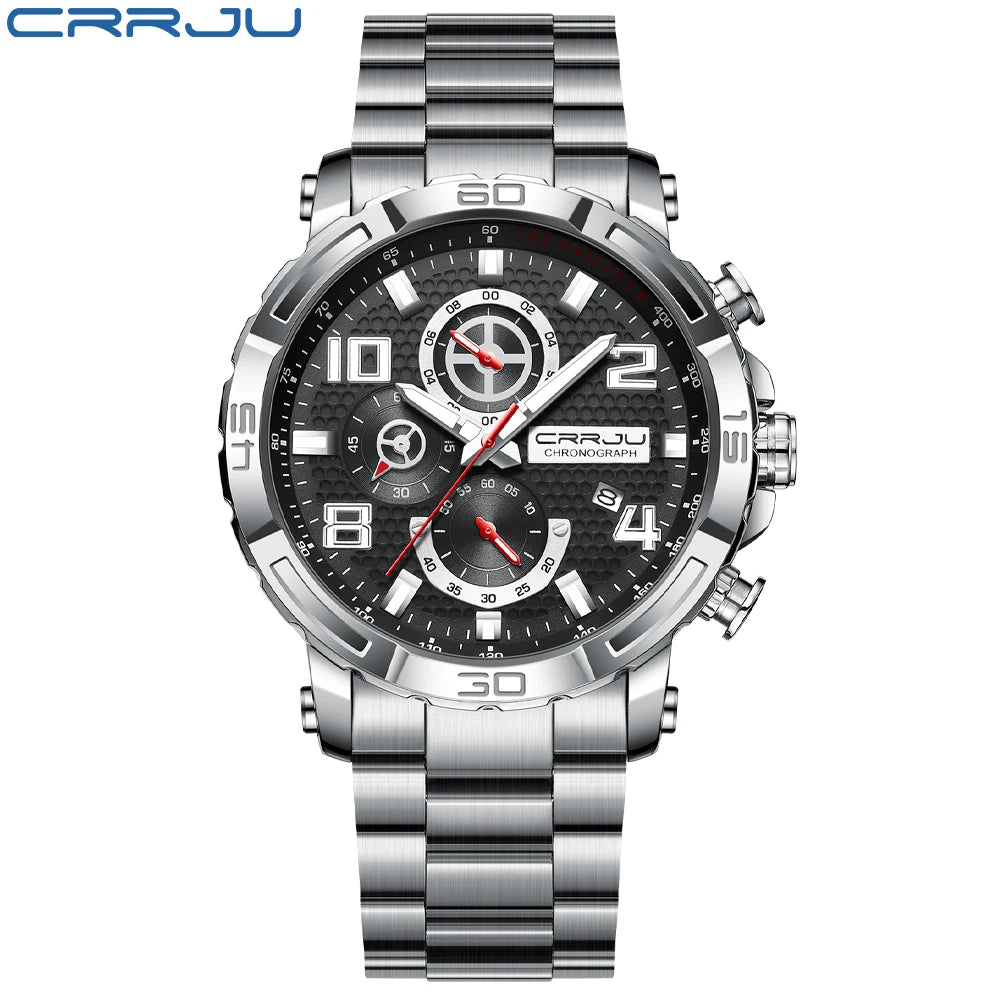 Men Watches Big Dial Waterproof Stainless Steel with Luminous handsDate Sport Chronograph Watches Relogio Masculino