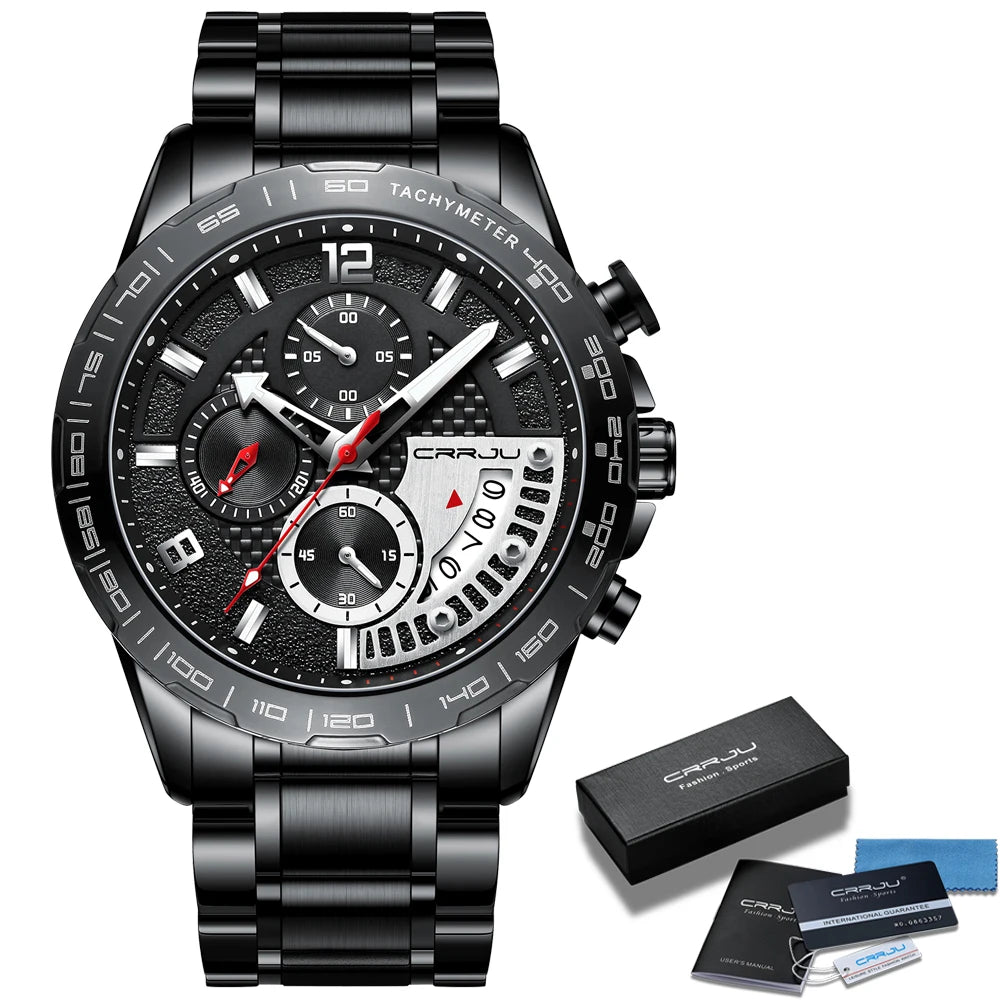 Mens Watches Fashion Stainless Steel Business Watch Luxury Luminous Waterproof Chronograph Quartz Watch Relogio Masculino