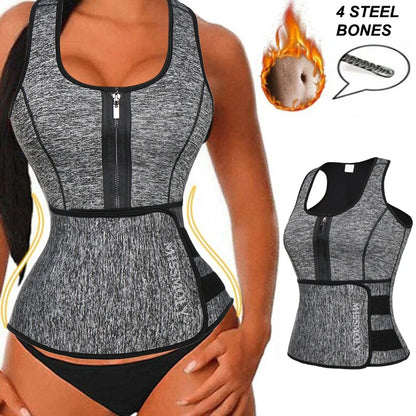 Neoprene Waist Trainer Sweat Sauna Suit Waist Cincher Slimming Vest Adjustable Waist Trimmer Belt Tank Top Shapewear