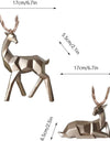 A Couple of 2Pcs Deer Statue Modern Geometric Sculpture Desktop Ornament Figurine Wine Cabinet Cafe TV Showcase Decor