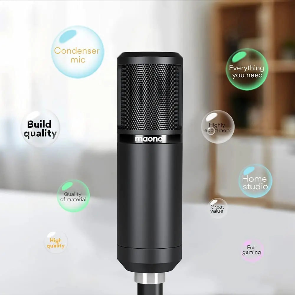 XLR Condenser Microphone Kit Professional Cardioid Vocal Studio Recording Mic for Streaming Voice Over Home-Studio.PM320S