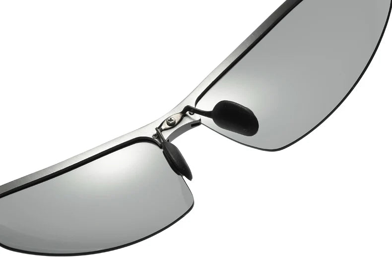Aluminum Rimless Photochromic Polarized UV400 Driving Sunglasses for Men Women