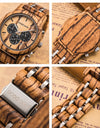 Wooden Watch in Quartz Stop Wristwatches Chronograph Waterproof Luminous Hands
