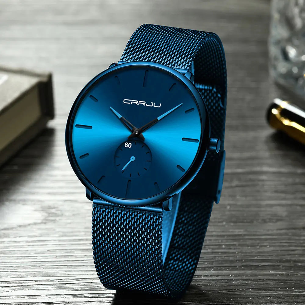 Fashion Blue Men Watch Top Luxury Brand Minimalist Ultra-thin Quartz Watch Casual Waterproof Clock Relogio Masculino