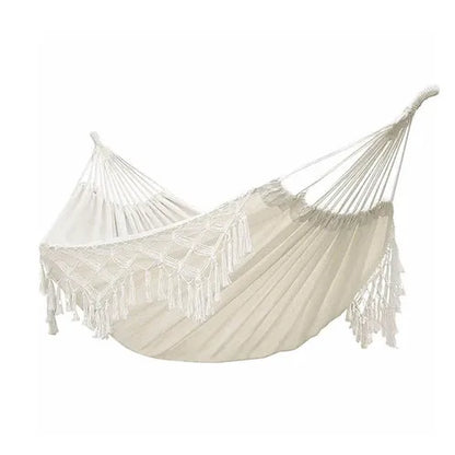 Hammock Boho Style Brazilian Macrame Fringed Deluxe Double Hammock Net Swing Chair Indoor Hanging Swing