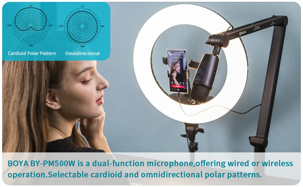 BY-PM500W Desktop Wireless USB Microphone for PC Smartphone Android iPhone Mac Windows Youtube Recording Streaming Gaming