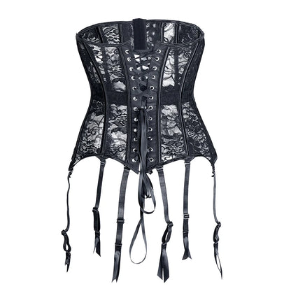 Bustiers & Corsets Mesh Steampunk Corset Waist Training Corsets Lace Up Underbust Corselet Modeling Corsages Gothic Korset