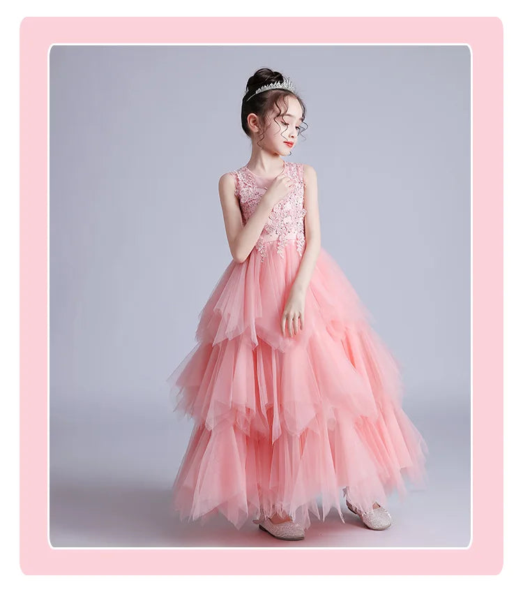Summer New Girls Party Dresses for Evening Long Puffy Princess Dress Big Child Wedding Dress