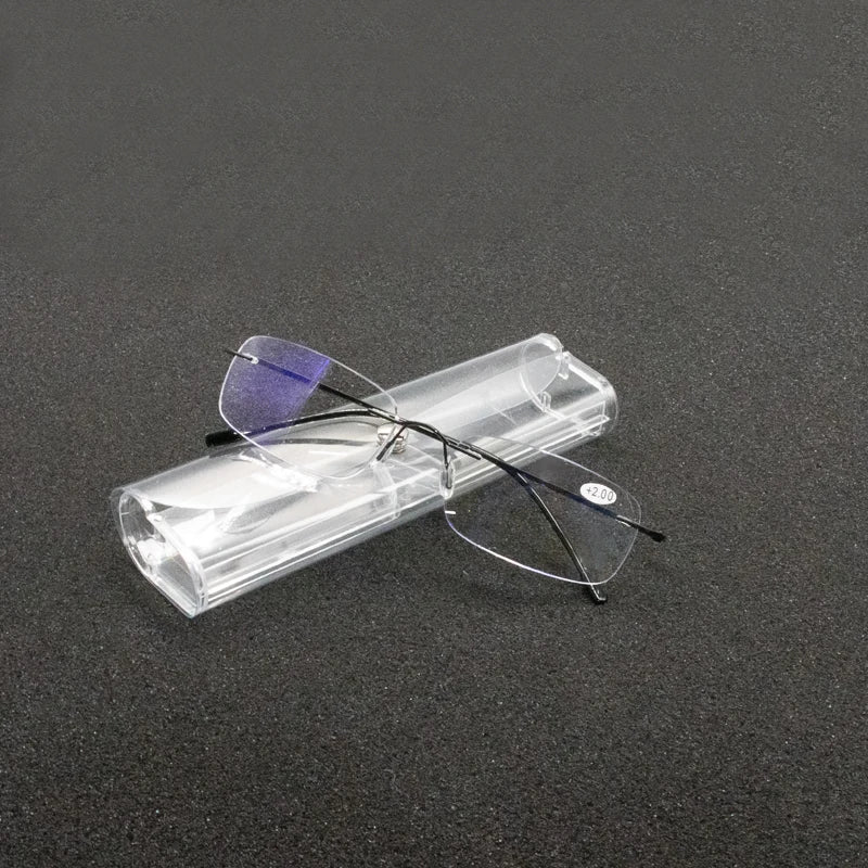 Brown Rimless Reading Glasses with Lightweight Memory Alloy Frame