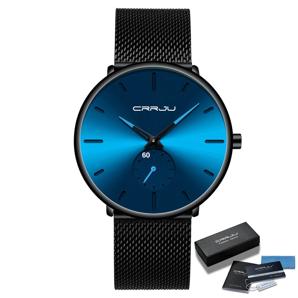 Fashion Blue Men Watch Top Luxury Brand Minimalist Ultra-thin Quartz Watch Casual Waterproof Clock Relogio Masculino