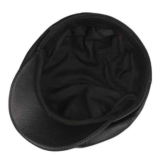 Genuine Leather Hat Cap belt Cowhide beret Warm winter cotton men padding hunting hat ear flap