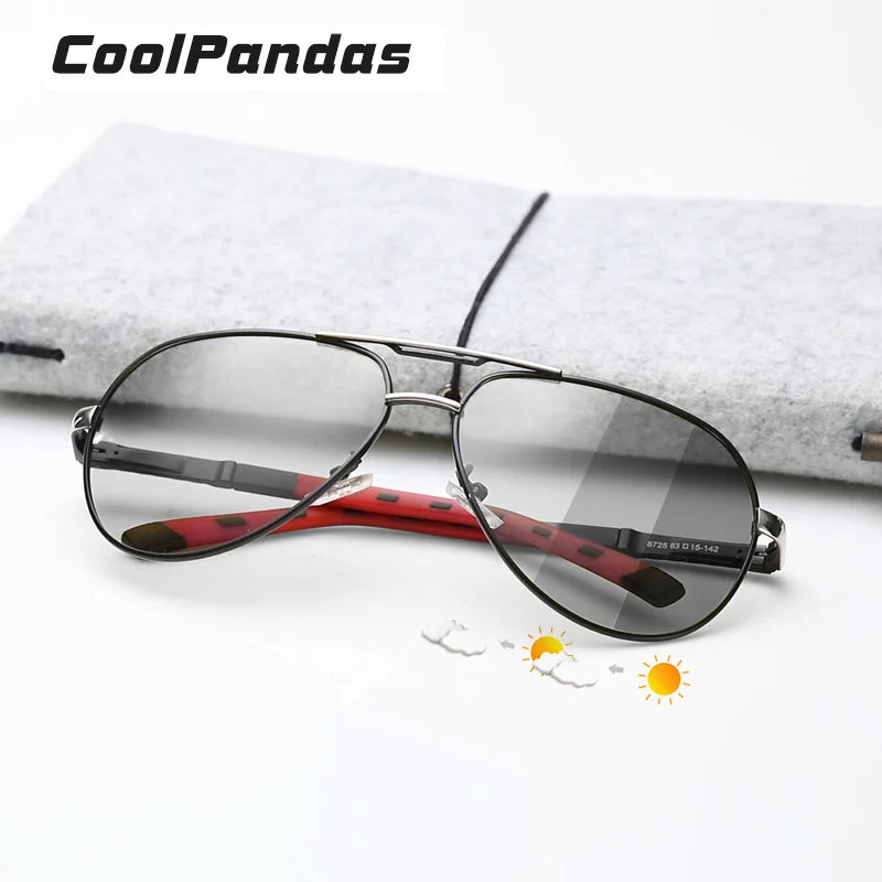 Aviation Men Sunglasses Photochromic Polarized  Anti-Glare Sun Glasses