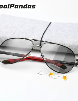 Photochromic Polarized Aviation Sunglasses for Men Anti Glare