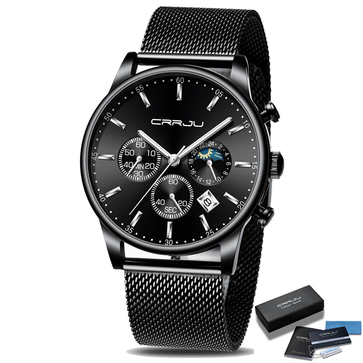 Relogio Masculino Luxury Quartz Watch for Men Blue Dial Watches Sport Watches Chronograph Clock Mesh Belt Wrist Watch