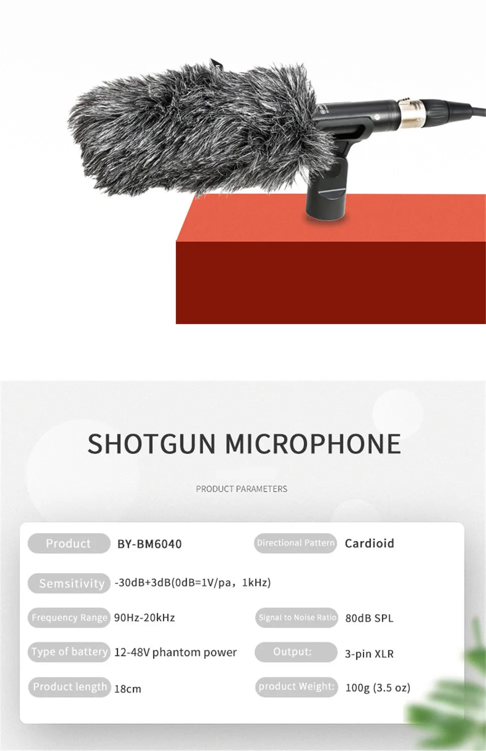 BY-BM6040 Cardioid On-camera Shotgun Microphone for Youtube Recording Broadcast TV Shoots Location Shooting Documentaries