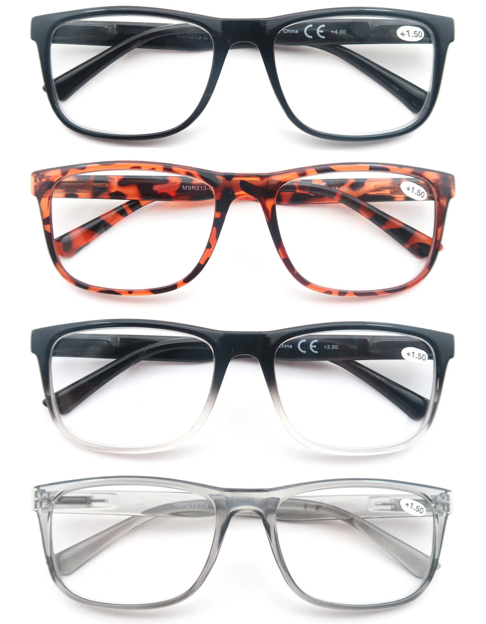 Reading Glasses Big Head Men Rectangle Oversized Readers Eyeglasses Women Spring Hinge Clear Vision with Diopters +1.0~+4.0