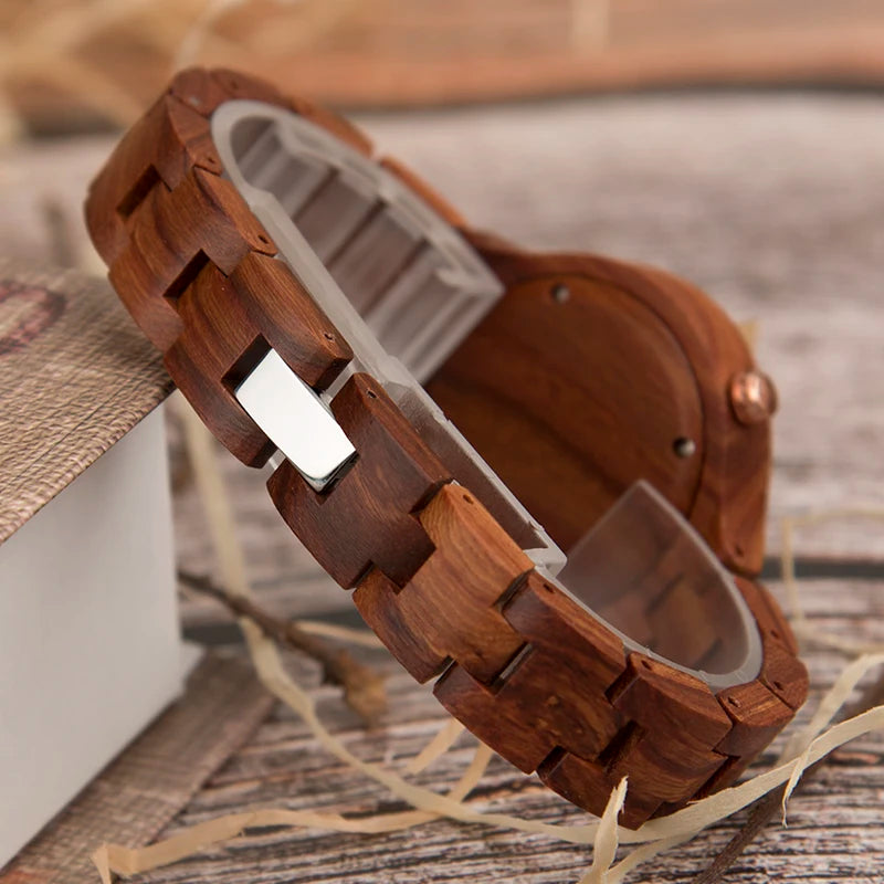 Wooden Watch in Japanese Quartz Wristwatches Red Sandalwood