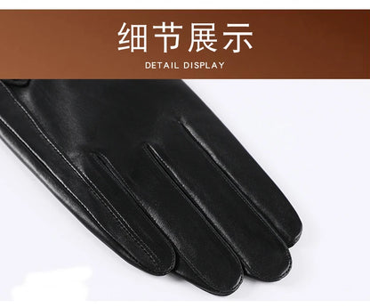 Sheepskin High Quality Autumn Winter Genuine Leather Gloves Men Driving Mittens Warm Touch Screen