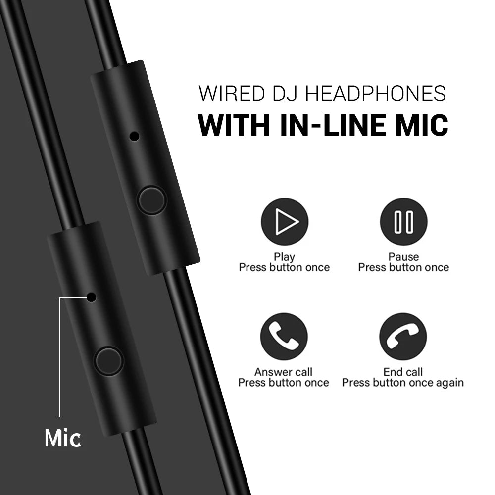 Foldable Over-Ear Wired Headphone For Phone Computer PC Professional Studio Pro 30 50 Monitor DJ Headset Gaming Earphone