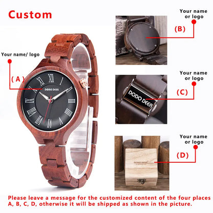 Watches Wood Ladies Quartz Wristwatches Luxury Brand High Quality Mother's Day