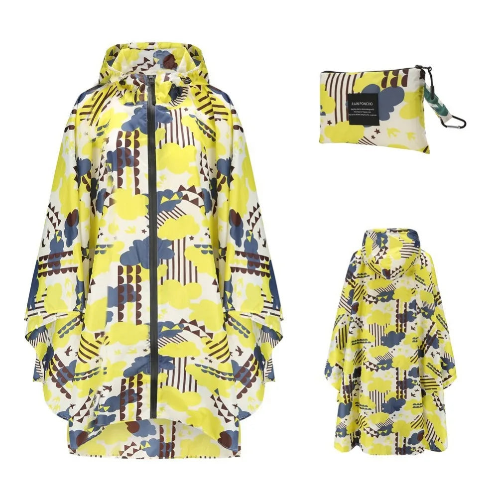 Lightweight Breathable Waterproof Rain Poncho with Belt and Storage Bag