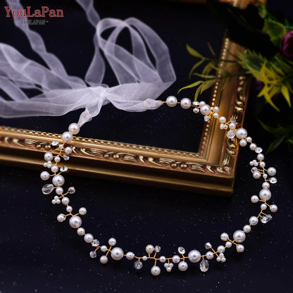 Trendy Pearl Headband Crystal Bridal Headwear Handmade Bridal Hair Jewelry Wedding Accessories