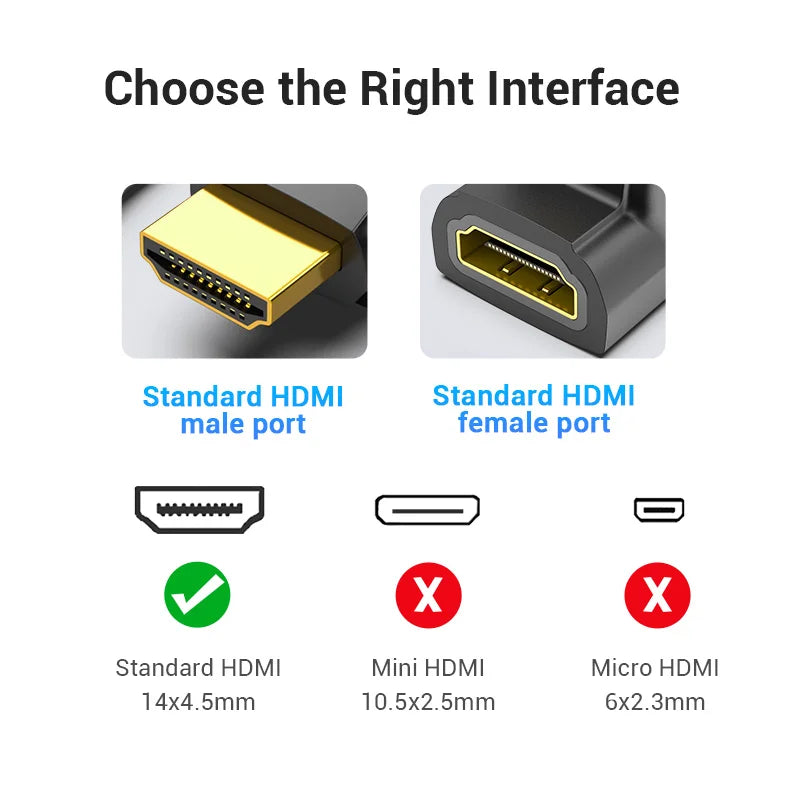 HDMI Adapter 90 270 Degree Right Angle Male to Female Converter 4K HD Connector for HDTV PS4 Lptop TV Box HDMI Extender