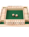 Four Sided 10 Numbers Shut The Box Board Game Wooden Flaps & Dice Set Deluxe Board Game Party Club Games