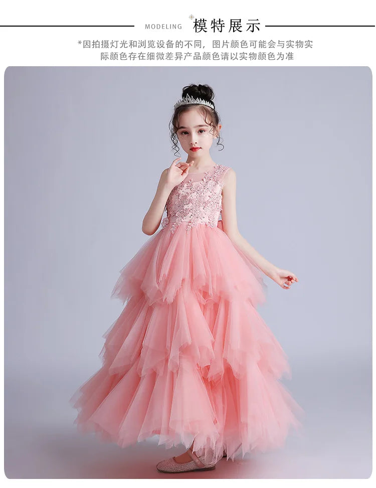 Summer New Girls Party Dresses for Evening Long Puffy Princess Dress Big Child Wedding Dress
