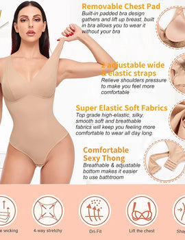 Women's Slimming Underwear Bodysuit Jumsuit Body Shaper Waist Trainer Corset Shapewear Top with Padded Bra Postpartum Recovery