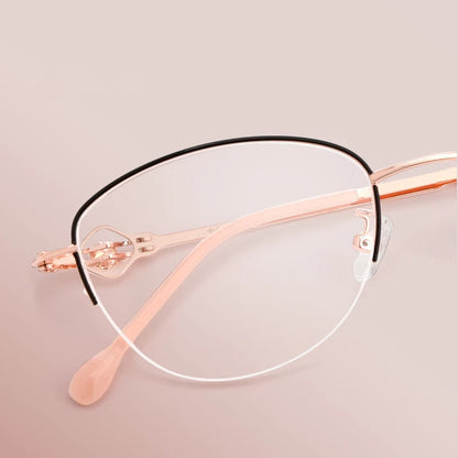 Women Half-frame Glasses Anti-blue Light Retro Ultralight Metal Fashion Optical Prescription Eyeglasses Frame 8025Z