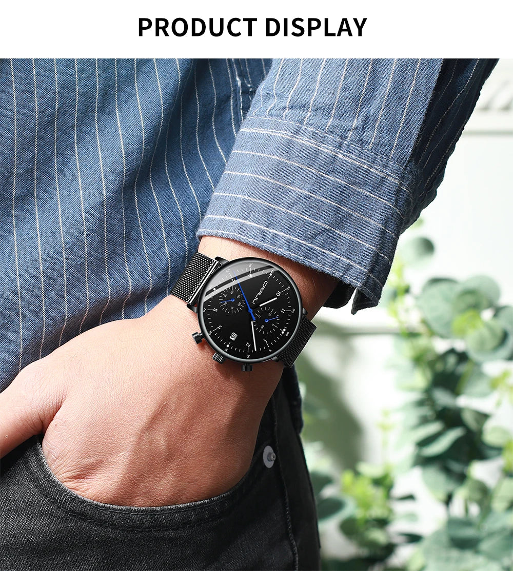 Mens Watch Top Luxury Brand Men Stainless Steel WristWatch Men's Military waterproof Date Quartz watches relogio masculino