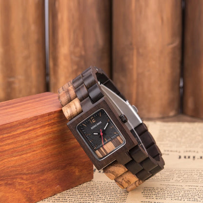 Women Watches Top Brand Luxury Ebony Wood Quartz Wristwatch