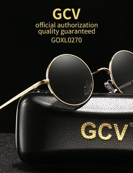 Copper Alloy Steampunk Round Polarized Sunglasses Vintage Sun Glasses Classic UV400 Metal Frame