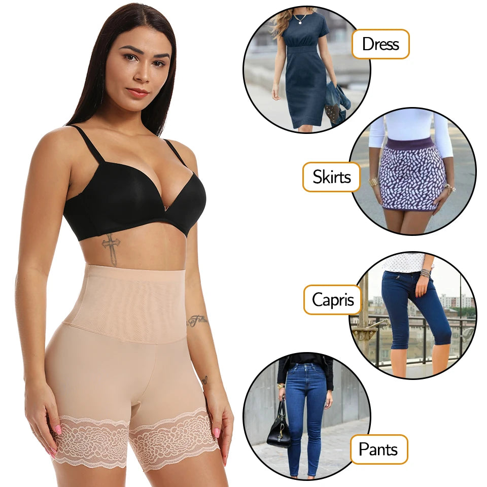 Women Body Shaper High Waist Shorts Lace Knickers Tummy Control Panties Slimming Underwear Shaping Boyshorts Shapewear