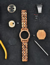 Zebra Handmade Wood Watch Quartz Classic Wristwatch Auto Date Stopwatch