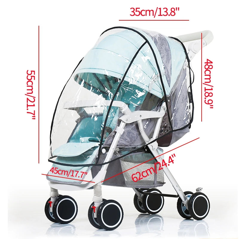 Stroller Rain Cover Transparent Wind Dust Shield Universal Trolley Umbrella Raincoat  Seat Cover Sunshade Breathable