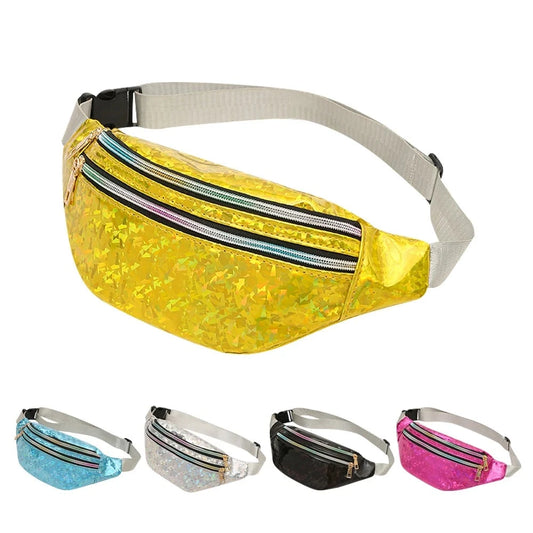 Waist Pack Fanny Packs Cute Holographic Bag Shiny Hip Bum Bag Fashion Shiny Banana Bags