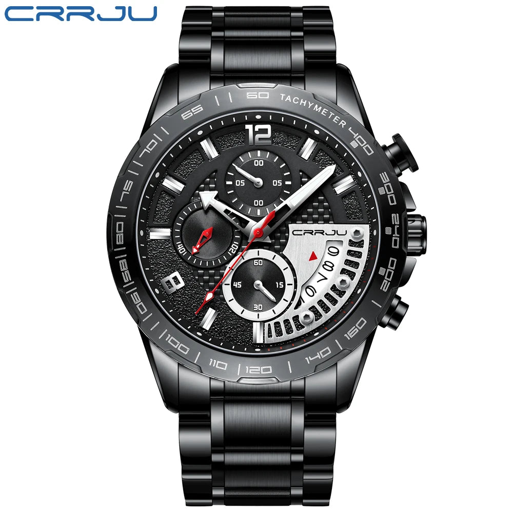 Mens Watches Fashion Stainless Steel Business Watch Luxury Luminous Waterproof Chronograph Quartz Watch Relogio Masculino
