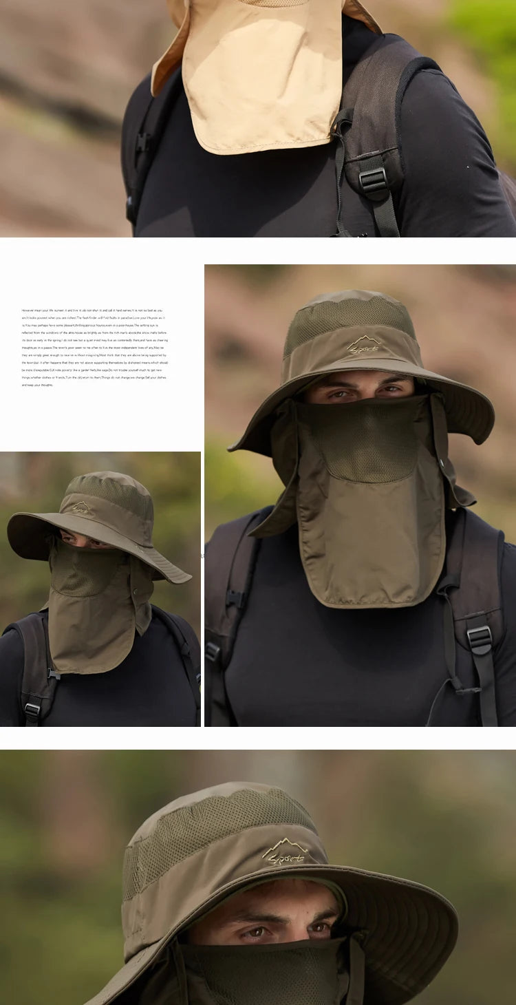 Summer Quick Dryng UV Protection Fisherman Cap Face Neck Cover Outdoor Fishing Cycling Removable Men Visor Hat Women Bucket Hat