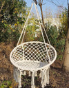 Nordic Style Round Hammock Swing Chair Safety Hanging Hammock Rope Hanging Garden Seat Beige Knitting Rope Swing Balcony Chair