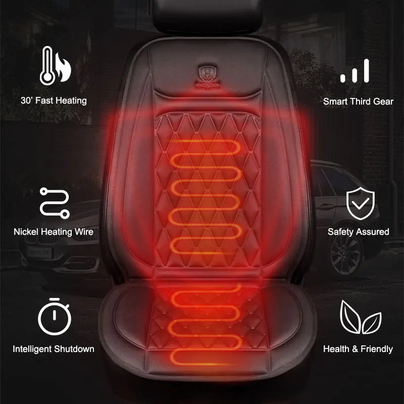 Heated Car Seat Cover 12-24V Universal Car Seat Heater 30'S Fast Heating Pad Thicken Car Heated Seat Cushion Warm Seat Protector