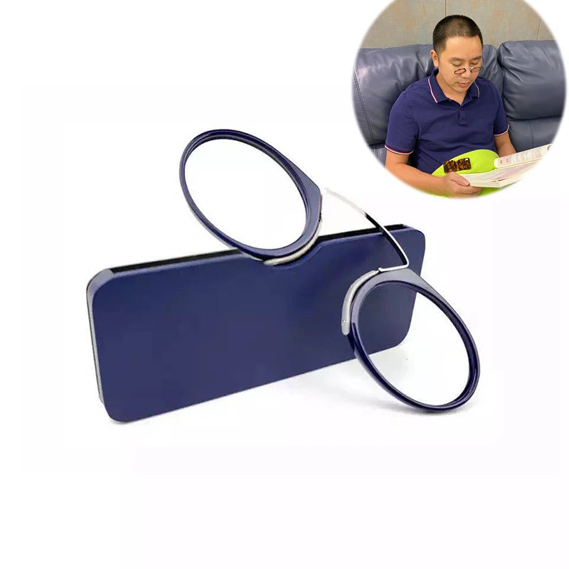 Portable Nose Clip Reading Glasses with Compact Case for Men and Women