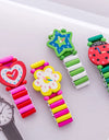 Kids Girl Colorful Wood Bracelets Children Elastic Watch Wristbands Child Toy Bracelet
